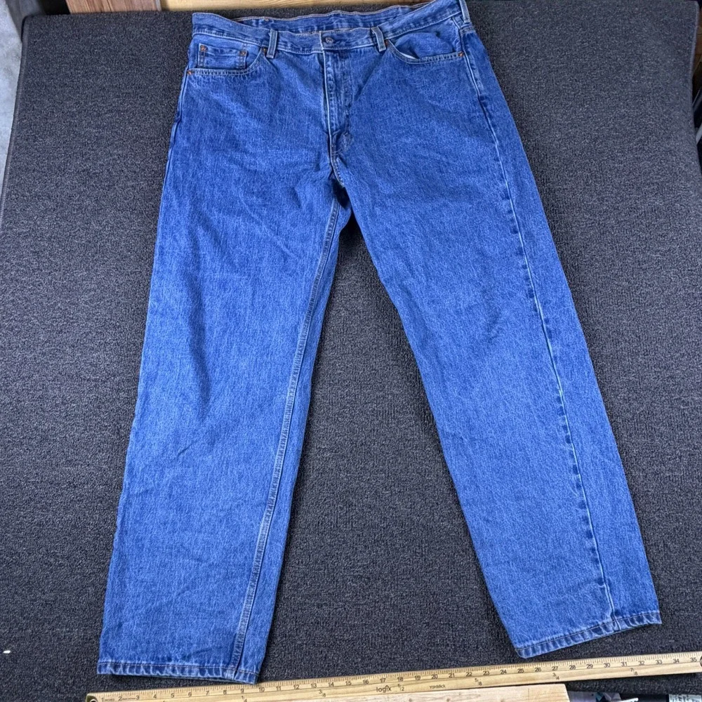 Levis Jeans Mens 44x34 (Fits 42x33) 550 Relaxed Fit Tapered Blue Denim EUC